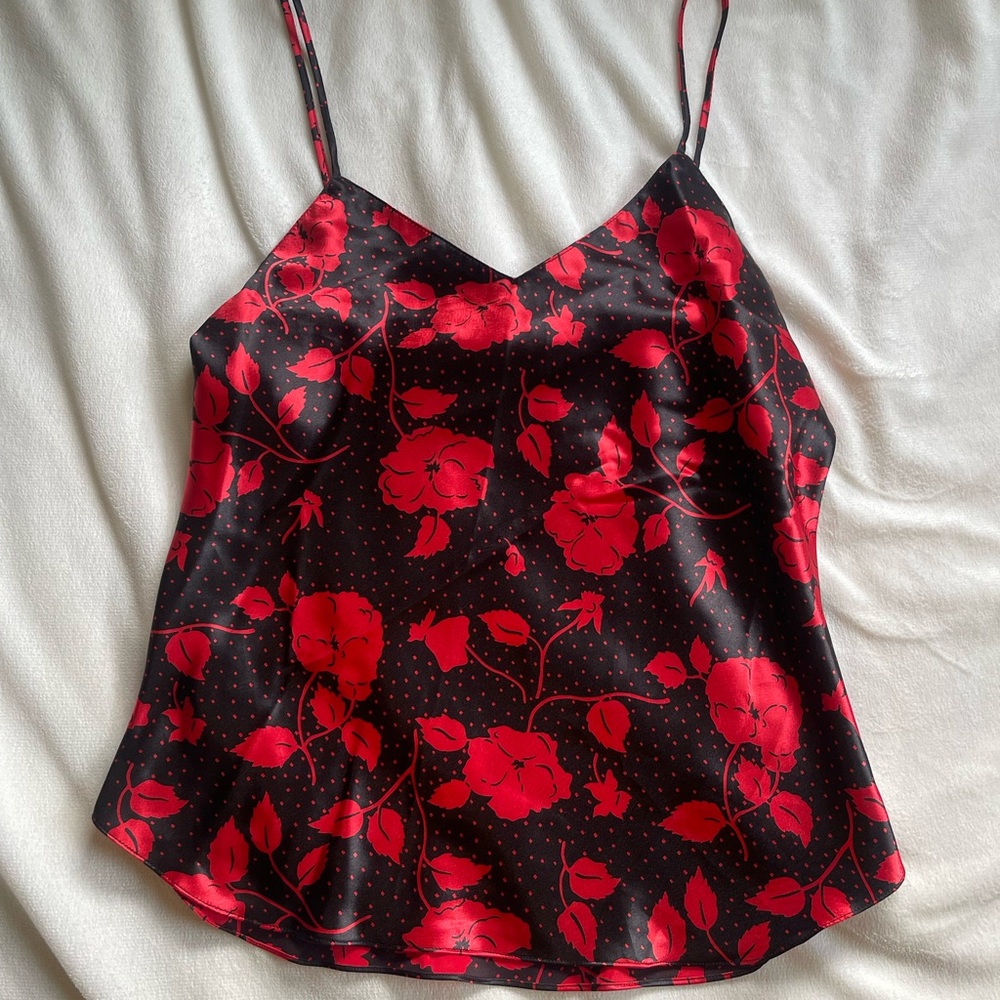 Floral Red and Black Women's Top